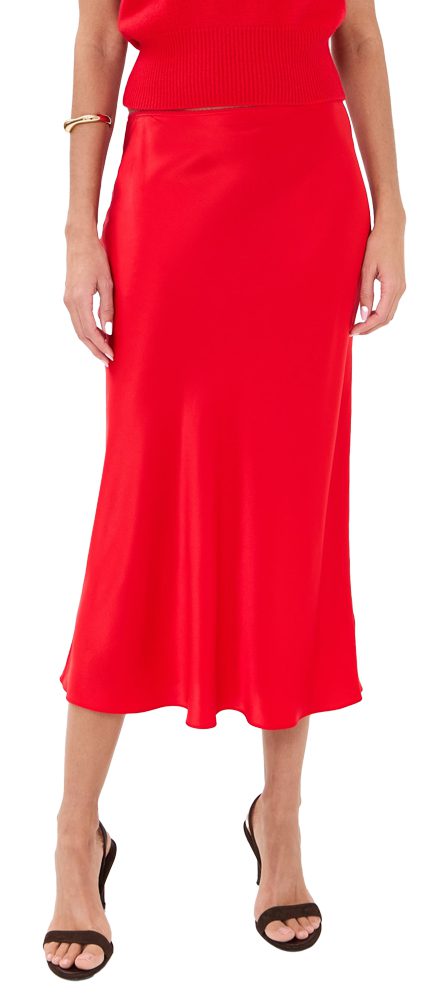 Sablyn REd Silk Skirt