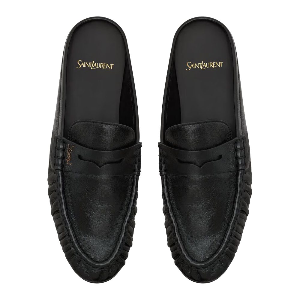 Saint Laurent LE LOAFER mules in shiny creased leather