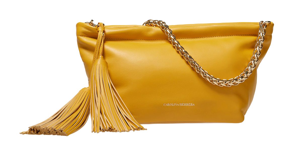 Carolina Herrera Pia Leather Clutch with Tassel