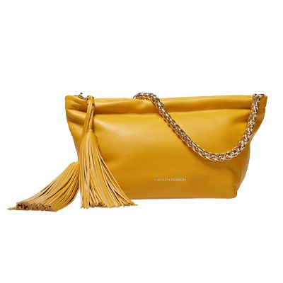 Caroline Herrera Pia Leather Clutch with Tassel