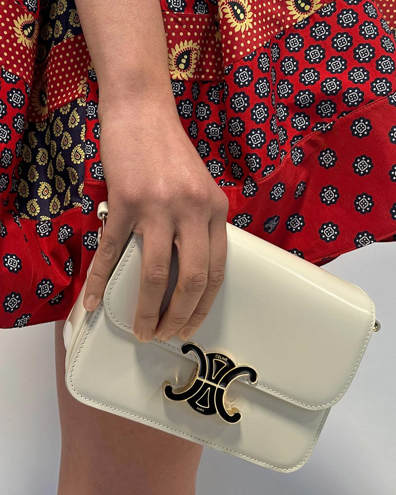 Celine Triomphe Enamel White Black Celine Triomphe Enamel White Black