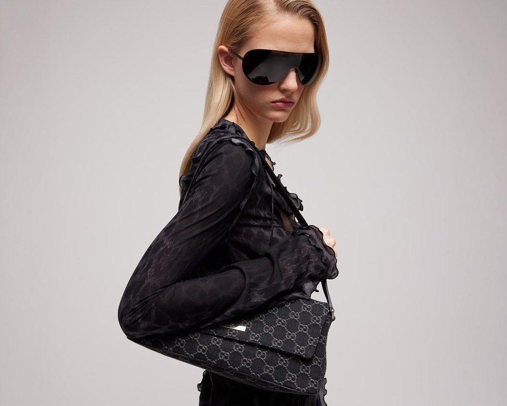 Gucci Black Denim Madison Shoulder Bag