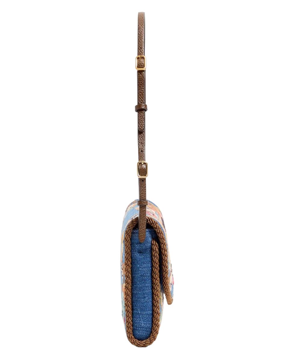 Valentino Garavani DeVain Small Shoulder Bag In Embroidered Denim (1) Valentino Garavani DeVain Small Shoulder Bag In Embroidered Denim (1)