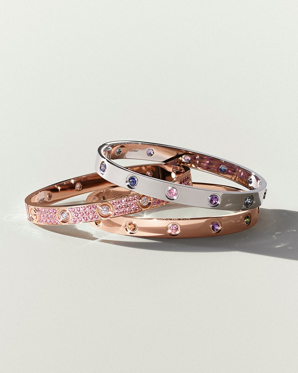 cartier Love Color Capsule Bracelet Rose Gold Paved White Gold
