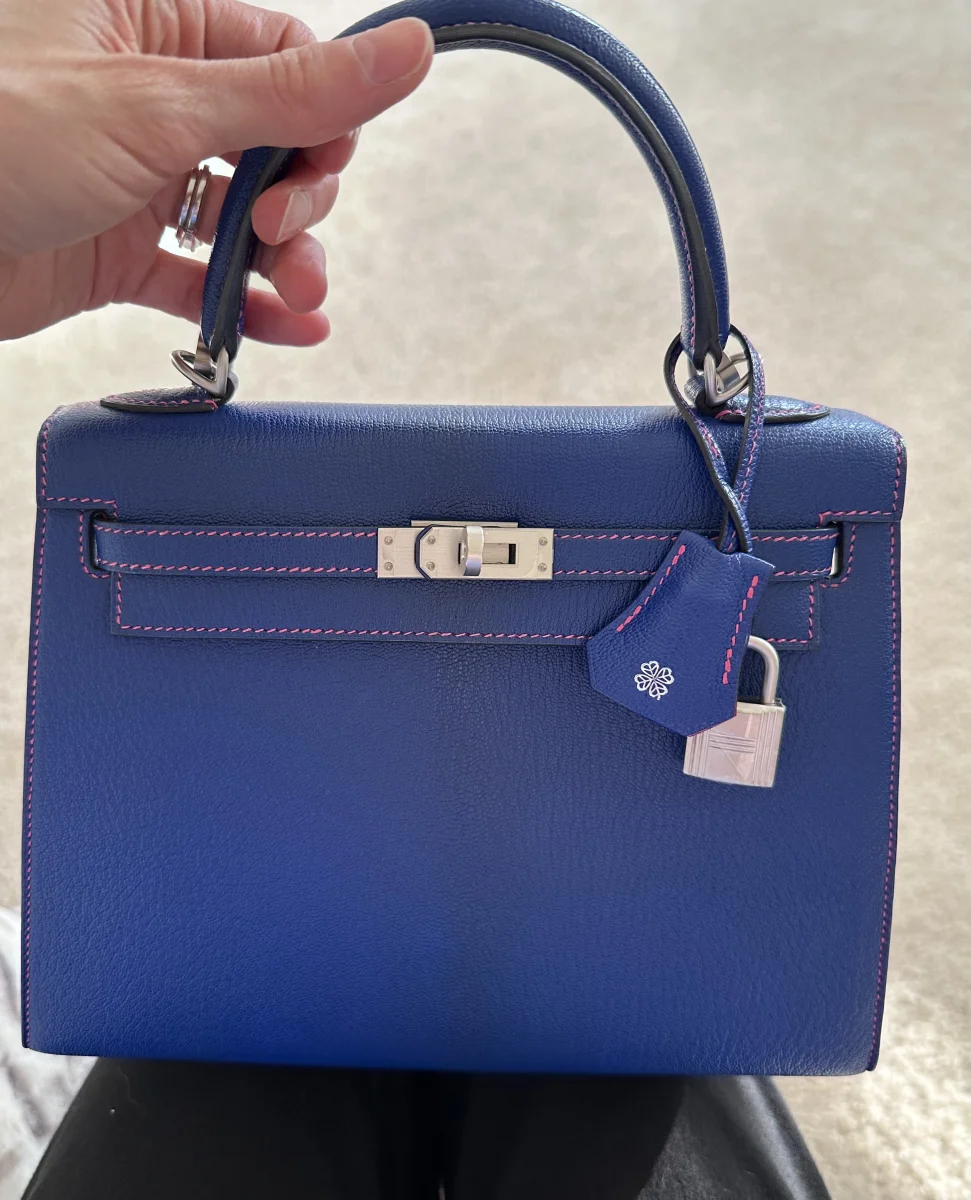 hermes Bleu Electrique Chevre K25 brushed PHW