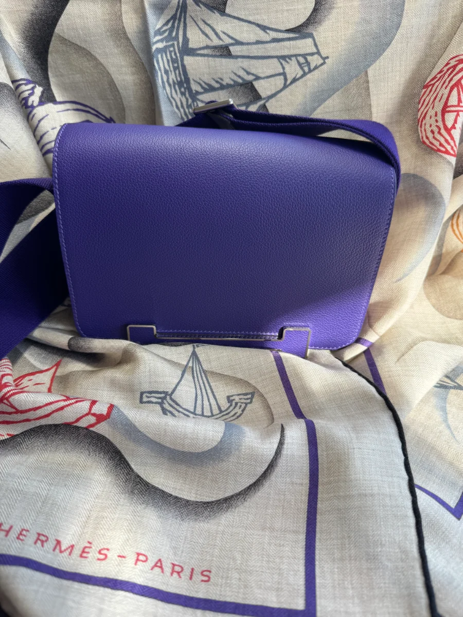 hermes Purple Geta in Evercolor leather with palladium hardware