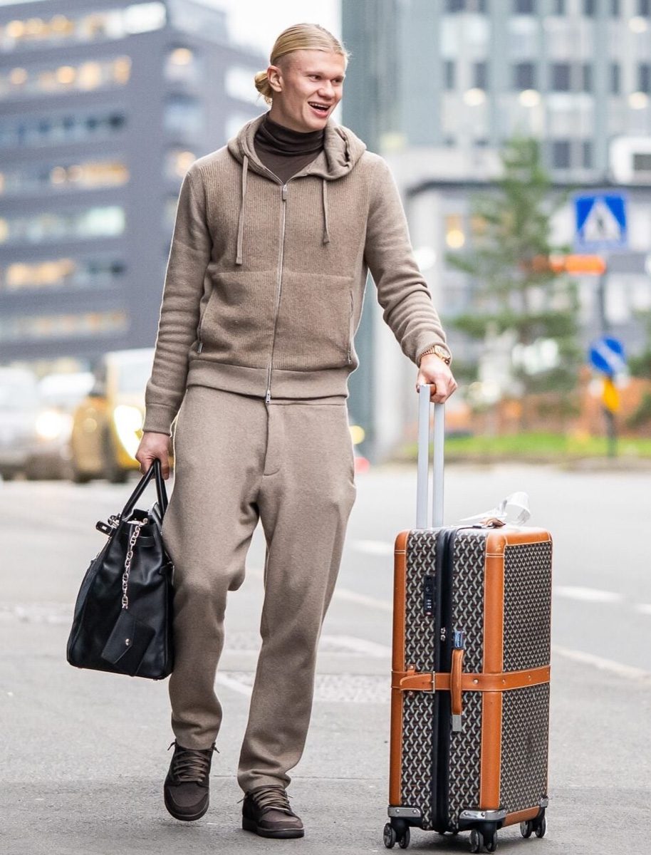 Erling Haaland Herme?s Haut a? Courroies (HAC) Rock bag and Goyard Rolling Suitcase