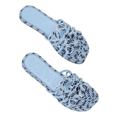 Loewe Petal Anagram slide in embroidered canvas