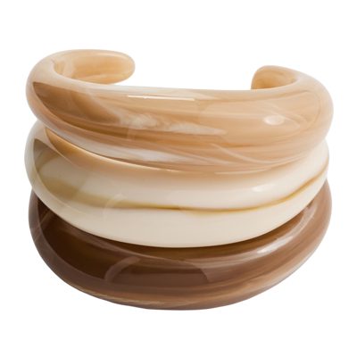 By Adina Eden Caramel Cream Resin Bangle Set