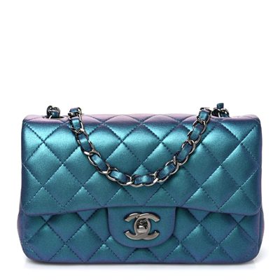 Chanel Iridescent Lambskin Quilted Mini Rectangular Flap