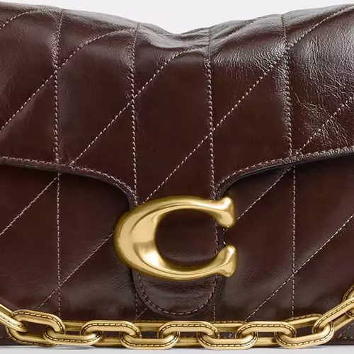 Coach Chain Tabby Shoulder Bag With Quilting in smooth leather Brass Maple