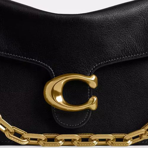 Coach Chain Tabby Shoulder Bag in leather Brass Black