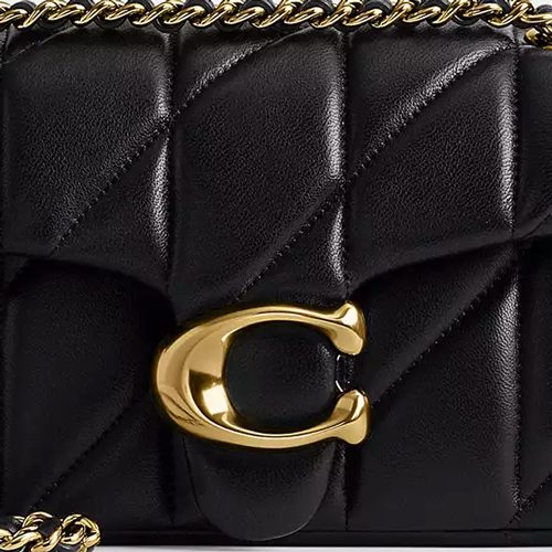 Coach Tabby Shoulder Bag 20 With Pillow Quilting in smooth leather Brass Black
