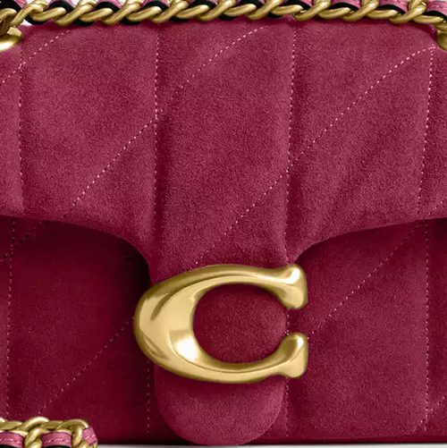 Coach Tabby Shoulder Bag 20 With Quilting in suede Brass Dark Fuchsia