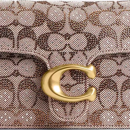 Coach Tabby Shoulder Bag 26 In Crystal Signature Jacquard in crystal Brass Mushroom