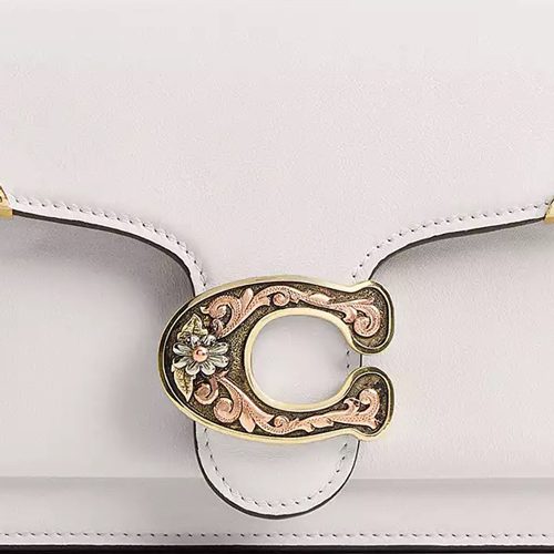 Coach Tabby Shoulder Bag 26 With American Craft Buckle in pebble leather Light Antique Nickel Chalk