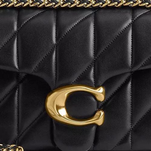 Coach Tabby Shoulder Bag 26 With Pillow Quilting in smooth leather Brass Black