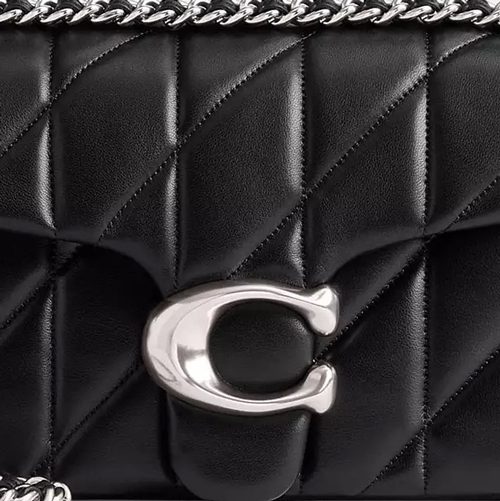 Coach Tabby Shoulder Bag 26 With Pillow Quilting in smooth leather Silver Black