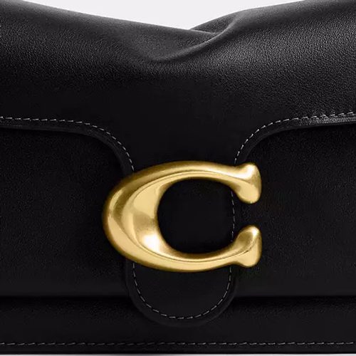 Coach Tabby Shoulder Bag 26 in natural grain leather Brass Black