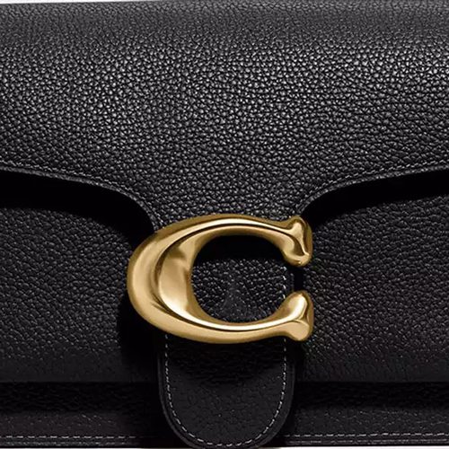 Coach Tabby Shoulder Bag 26 in polished pebble leather Black Brass