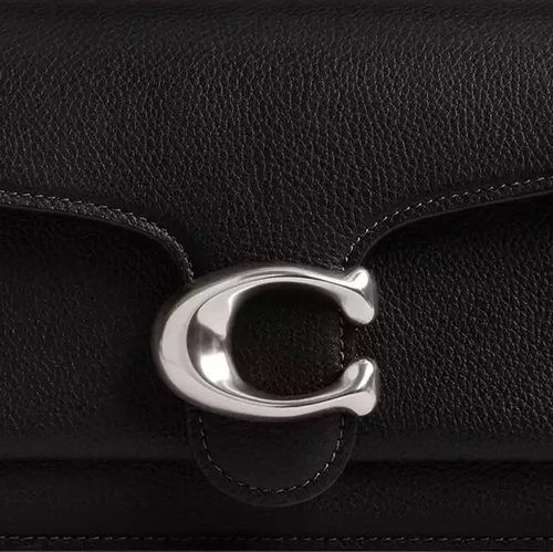 Coach Tabby Shoulder Bag 26 in polished pebble leather Silver Black