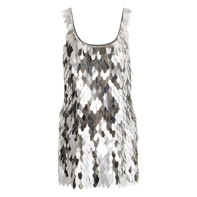 Rabanne Sequined silver tone chainmail mini dress