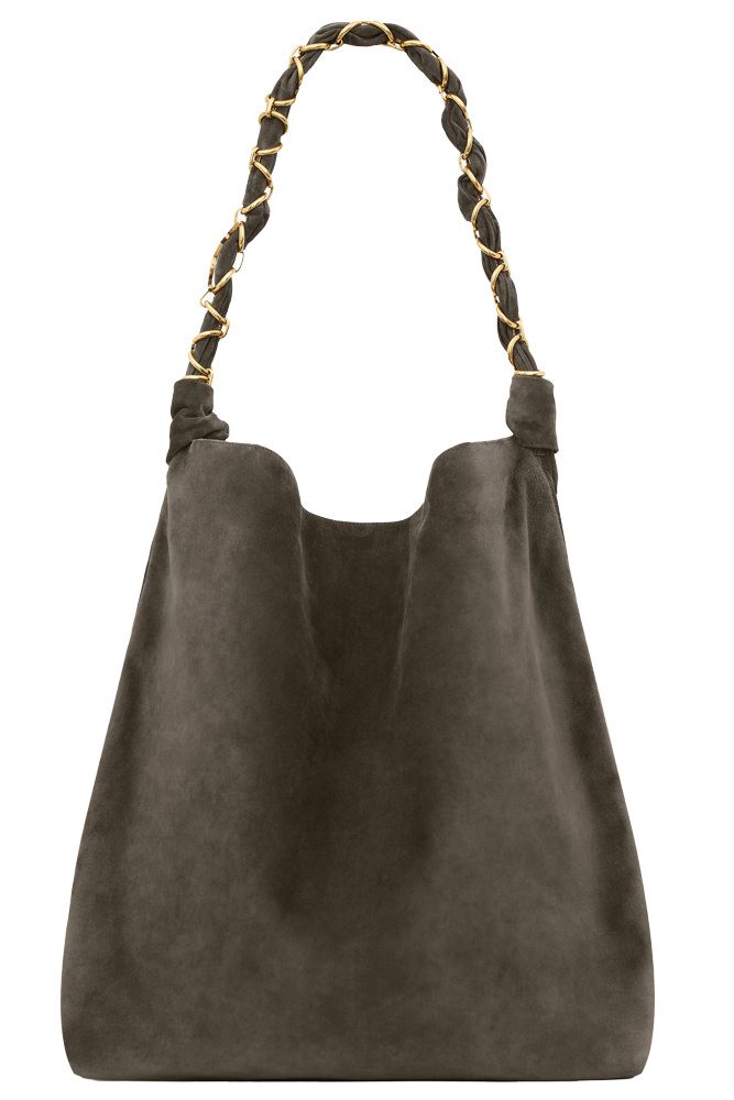 Saint Laurent Amalia Suede Tote Grey