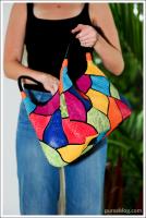 Carlos Falchi East/West Tote with Patchwork in Multi Bright - $3,490