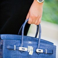 Hermes 35cm Matte Poro Croc Birkin in Blue Brighton with Diamond H/W