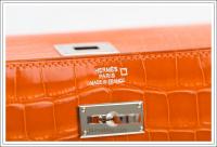 Hermes Kelly Long Wallet in orange, matte alligator