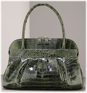 Nancy Gonzalez Ruched Crocodile Satchel