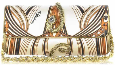 Roberto Cavalli Satin Serpent Clutch